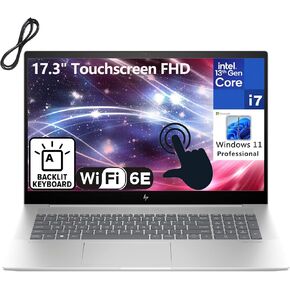 HP Envy 17 17.3" Touchscreen FHD Business Laptop Computer, 13th Gen Intel 14-Core i7-13700H, 64GB DDR4 RAM, 2TB SSD, WiFi 6E, Bluetooth 5.3, Backlit Keyboard, Windows 11 Pro