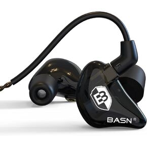 BASN Bsinger PRO in Ear Monitor Headphones for Musicians, Dynamic Driver Noise Isolating Earphones with 2 Detachable MMCX Cables (Black)