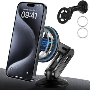for MagSafe Car Mount Dashboard [360° Rotation All-Metal] [20 Strongest Magnets] Magnetic Phone Holder for Car Dash, HandsFree Car Phone Holder Mount for iPhone 15 Pro Max 14 13 12 Pro Plus Mini All