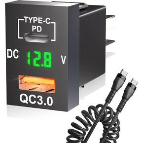 USB C Port QC3.0 Car Charger for Toyota, PD Quick Charger Adapter Dual USB Port Car Power Socket Replacement for Toyota Tacoma 2012-2014 4Runner 2010 On Tundra 2008-2020 RAV4 2008-2012