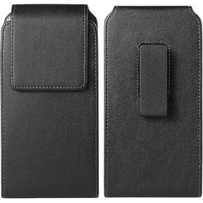 PU Leather Cell Phone Holster, Swivel Belt Clip Holder Pouch Case for iPhone 11 Pro Max XS Max iPhone XR Google Pixel 7 6 Samsung Galaxy S23+ S22+ S21+ S20+ S20 FE A32 A52 A53 A54 A33 5G (Size L)