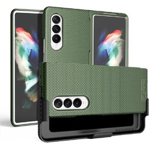 BELTRON Case with Clip for Galaxy Z Fold 3 5G, Slim Fit Tough Protective Cover with Rotating Belt Hip Holster Combo and Built in Kickstand Designed for Samsung Galaxy Z Fold3 (SM-F926 2021) - Black