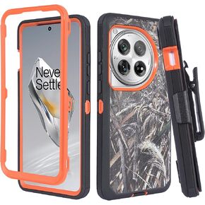 Compatible for OnePlus 12 Case (2024) with Belt Clip Holster, Heavy Duty Military Grade Drop rotective Case with Rotating Stand (No Screen Protector) (Stripe)