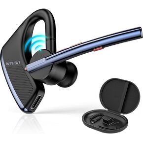 Bluetooth Earpiece V5.2 Wireless Handsfree Headset with CVC8.0 Noise Cancelling Dual Microphone 24Hrs Driving Bluetooth Headset for iPhone Android Business Office Cell Phone