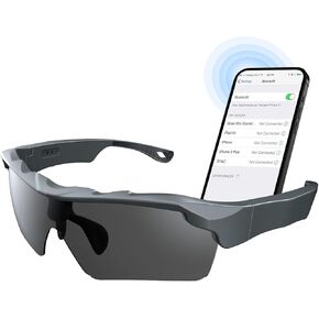 Smart Glasses,Bluetooth speaker sunglasses,Bluetooth cycling glasses,Waterproof,Running Driving Fishing(black)