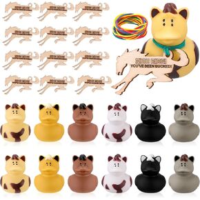 Hungdao 12 Set Horse Rubber Duck 2.36 Inch Bucking Horse Ducks with You've been Bucked Tags Horse Duck Bath Toy Tags for Hiding Carnival Cruise Horse Racing Festival Boys Girls Prizes Baby Shower