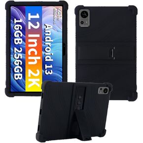 Case for TECLAST T60 Tablet 12 Inch, Kids Friendly Soft Silicone Adjustable Stand Cover for TECLAST T60 Tablet Case (Black)