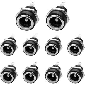PNGKNYOCN 10 Pack DC Power Jack Panel Mount Connector,DC 5.5mm x 2.1mm Female 2 Pin Solder Type Power Jack Socket Panel Mount Connector