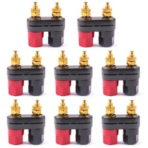 8Pcs 4mm Dual Banana Plugs Connector,Jack Female Socket Gold Plated Dual Terminal Binding Post for Speaker Amplifier Terminal