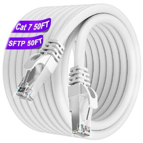 Cat 7 Outdoor Ethernet Cable 50ft, SFTP Triple Shielded, 24 AWG, Heavy Duty High Speed 10Gbps 600Mhz, Waterproof, Direct Burial, In-Ground, Cat7 Internet Network Cable 50ft