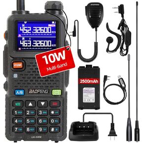 BAOFENG UV-5RM Plus Radio-10W GMRS Handheld Radio, Multi-frequency Two Way Radio for Adults Long Range, Portable Ham Radio with 2500 mAh Type-C Charging Battery & Copy Frequency 999CH (1 Pack)