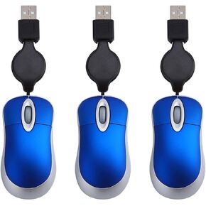 OSALADI 3pcs Mini USB Wired Mouse,Travel USB Optical Mouse,Retractable Cable Laptop Mouse for PC Desktop Mouse Notebook Computer