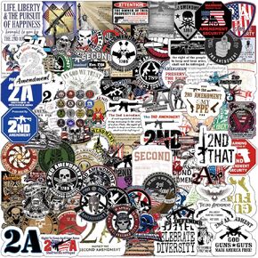 100pcs 2nd Amendment Freedom Bare Gun Security Waterproof Vinyl Stickers for Kids Boys Teens Adults for Water Bottles Laptop Suitcase for Birthday Party Supplies Halloween Decoration Favors