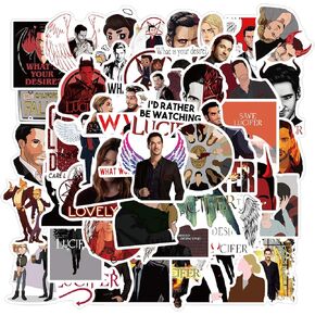 50pcs Tv Show Lucifer Vinyls Stickers Laptop Sticker Waterproof Stickers Luggage Skateboard Water Bottle Stickers Decal Bicycle Bumper Snowboard Decorate Gift for Kid. （Lucifer）