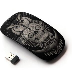 [ Optical 2.4G Wireless Mouse [ Owl Skull Native American Indian ]