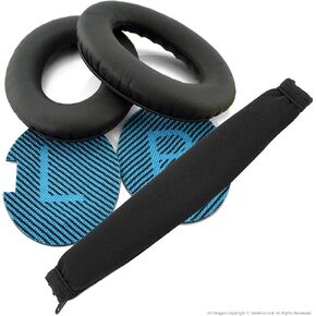 Geekria Earpad + Headband Compatible with Bose QuietComfort QC25 QC35, QC35 ii Gaming Headphone Replacement Ear Pad + Headband Cover/Ear Cushion + Headband Protector/Repair Parts Suit (Black)