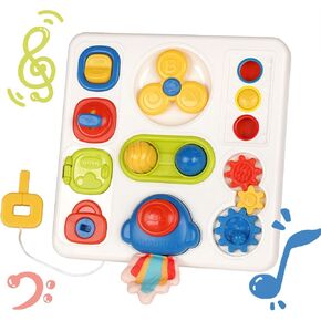 Montessori Busy Board for Toddler Baby Sensory Board with Music and Light,Activity Board for Fine Motor Skills,Baby Busy Board Travel Sensory Toy,Educational Toy Birthday Gifts