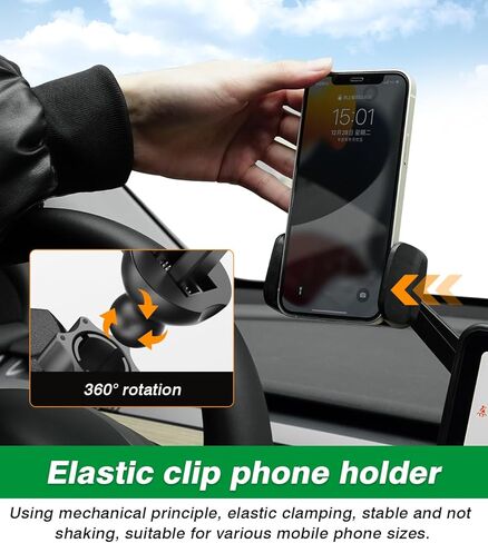 حامل هاتف الشاشة 2020-2024 لطراز Tesla Y / 2017-2024 موديل 3 ملحقات حامل أكواب ونظارات شمسية وحامل هاتف أسود (يناسب جميع موديلات الهواتف) in Kuwait