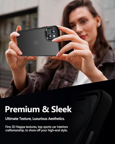 Dssairo 5 in 1 for iPhone 15 Case, with 2X Screen Protectors + 2X Camera Lens Protectors, [15FT Military Grade Protection] Anti-Fingerprints Anti-Scratch Translucent Matte Back (Black)… in Saudi Arabia