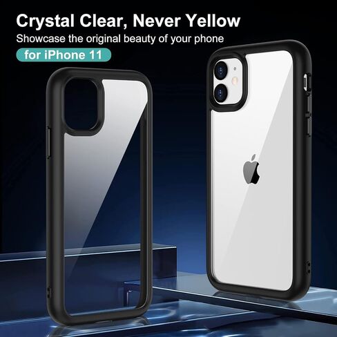 حافظة لهاتف iPhone 11 مع حافظة بمشبك حزام، 2 × واقي شاشة، [درجة عسكرية] غطاء حماية متين مقاوم للصدمات والغبار والسقوط لهاتف Apple iPhone 11 (أسود أزرق B) in Kuwait