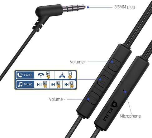 KLIM F1 USB C Earphones + New Version + Excellent Audio Quality + Durable USB C Headphones with Microphone + 5-Year Warranty + Wired USB C Earbuds Compatible Huawei Sony Samsung Headphones Type C in Saudi Arabia