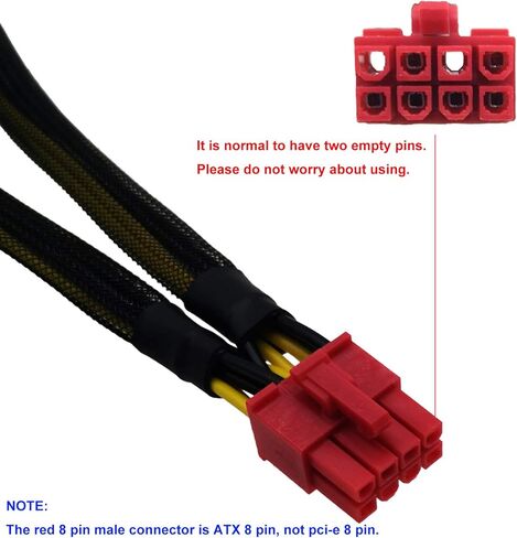 كابل COMeap PCIe لوحدات Antec PSU، CPU 8 Pin Male إلى Dual PCIe 8 Pin (6+2) محول طاقة GPU ذكر بأكمام 25 بوصة (63 سم) in Kuwait