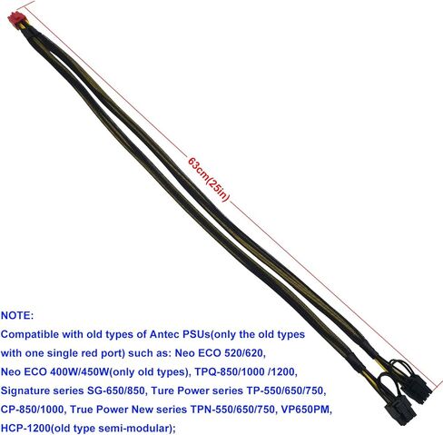 كابل COMeap PCIe لوحدات Antec PSU، CPU 8 Pin Male إلى Dual PCIe 8 Pin (6+2) محول طاقة GPU ذكر بأكمام 25 بوصة (63 سم) in Kuwait