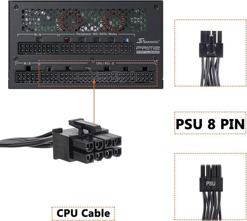 كابل PSU 8 Pin إلى 4+4 Pin CPU، كابل EPS ذكر إلى ذكر لإمدادات الطاقة المعيارية التركيز الموسمي 28 بوصة أسود in Kuwait