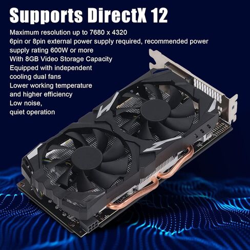 بطاقة رسومات VBESTLIFE RX580 سعة 8 جيجابايت، GDDR5، 256 بت، PCI Express 3.0 x16، 1284/7000 ميجاهرتز، 7680x4320، بطاقة فيديو للألعاب مع منافذ DVI و3DP (RX580 8GB GDDR5 256BIT) in Saudi Arabia