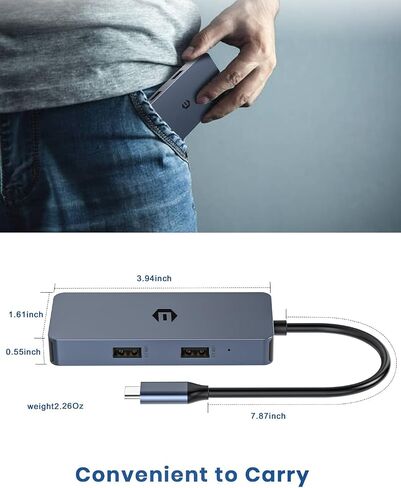 موزع USB C 6 في 1، محول USB C متعدد المنافذ مع 4K HDMI، منفذ عرض مزدوج، 3 منافذ USB 3.0، توصيل طاقة من النوع C وقارئ بطاقة SD in Saudi Arabia