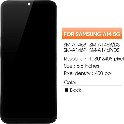 LCD for Samsung Galaxy A14 5G Screen Replacement for Samsung A14 5G LCD Screen SM-A146,SM-A146U,SM-A146U1,SM-A146U1/DS Touch Display Digitizer Assembly Repair Parts(Black with Frame in Saudi Arabia
