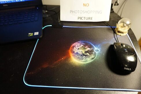 Galaxy Earth and Moon Designed RGB LED USB Lighting Gaming Mouse pad RGB 13.8 x 9.8 Inches Table Mat in Saudi Arabia