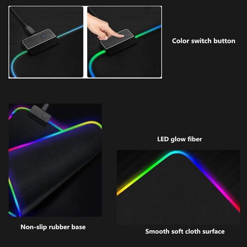 Galaxy Earth and Moon Designed RGB LED USB Lighting Gaming Mouse pad RGB 13.8 x 9.8 Inches Table Mat in Saudi Arabia