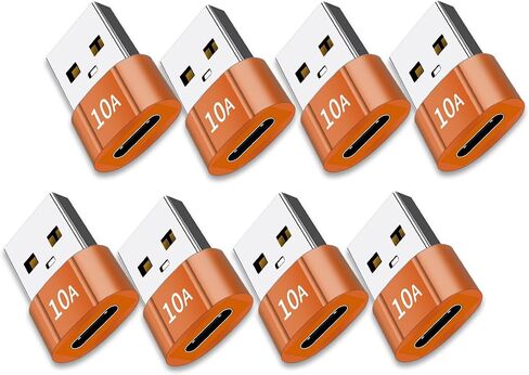 محول USB إلى USB C محول USB C أنثى إلى USB ذكر 8 حزم 10A نوع C إلى USB محول يدعم PD محول نقل البيانات للشحن السريع لأجهزة الكمبيوتر المحمول iPhone (برتقالي) in Saudi Arabia