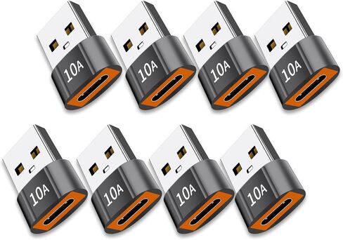 محول USB إلى USB C محول USB C أنثى إلى USB ذكر 8 حزم 10A نوع C إلى USB محول يدعم PD محول نقل البيانات للشحن السريع لأجهزة الكمبيوتر المحمول iPhone (برتقالي) in Saudi Arabia