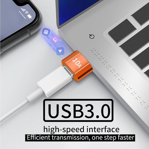 محول USB إلى USB C محول USB C أنثى إلى USB ذكر 8 حزم 10A نوع C إلى USB محول يدعم PD محول نقل البيانات للشحن السريع لأجهزة الكمبيوتر المحمول iPhone (برتقالي) in Saudi Arabia