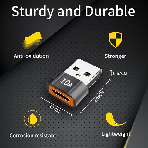 محول USB إلى USB C محول USB C أنثى إلى USB ذكر 8 حزم 10A نوع C إلى USB محول يدعم PD محول نقل البيانات للشحن السريع لأجهزة الكمبيوتر المحمول iPhone (برتقالي) in Saudi Arabia