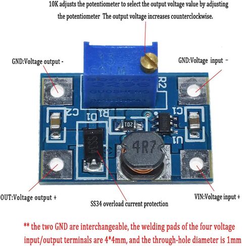 HiLetgo 5PCS SX1308 DC-DC Step up Power Module Adjustable Booster Module Big Current 2A in Saudi Arabia