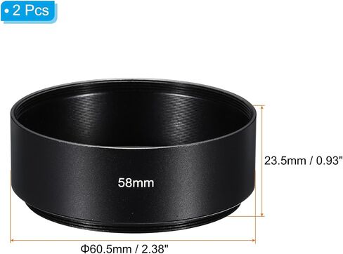 PATIKIL 58mm Lens Hood, 2Pcs Standard Focus Frosted Surface Anti-reflective Inside Hood for Camera Lens, Black for Nikon, for Fujifilm, for Pentax, for Leica in Saudi Arabia