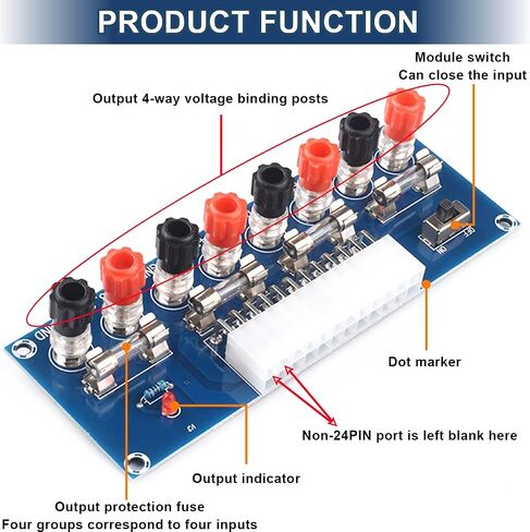 لوحة نقل ATX XH-M229 24 Pin Benchtop Power Board، وحدة طاقة الكمبيوتر المكتبي، لوحة محول محول الطاقة لمنفذ ATX تدعم 3.3 فولت/5 فولت/12 فولت/-12 فولت (قطعتان) in Saudi Arabia