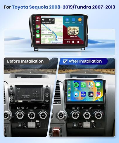 【2+64G】 for Toyota Sequoia 2008-2019/Tundra 2007-2013 Android Car Radio Stereo,Wireless Carplay Android Auto 10.1" Screen Bluetooth Car Audio Receiver GPS WiFi Backup Camera FM/RDS HiFi SWC in Saudi Arabia