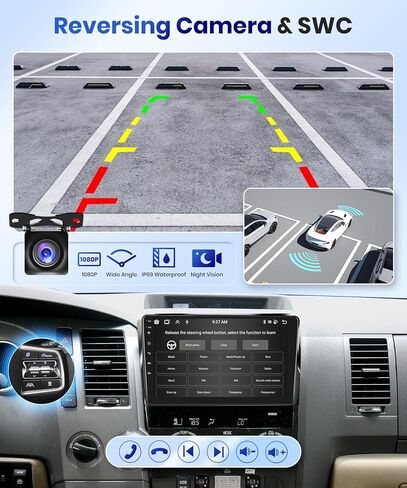 【2+64G】 for Toyota Sequoia 2008-2019/Tundra 2007-2013 Android Car Radio Stereo,Wireless Carplay Android Auto 10.1" Screen Bluetooth Car Audio Receiver GPS WiFi Backup Camera FM/RDS HiFi SWC in Saudi Arabia