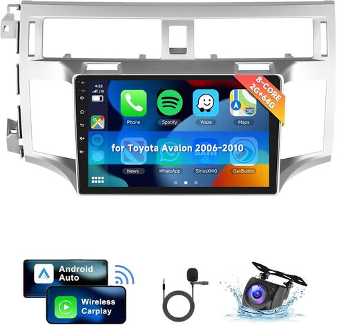[8 CORE 2G+64G] راديو سيارة لسيارة Toyota Avalon 2006-2010 مع Carplay لاسلكي/Android Auto، 9 بوصة Android 13 IPS شاشة لمس ستيريو للسيارة، بلوتوث، GPS، WiFi، SWC، DSP + كاميرا احتياطية عالية الدقة in Saudi Arabia