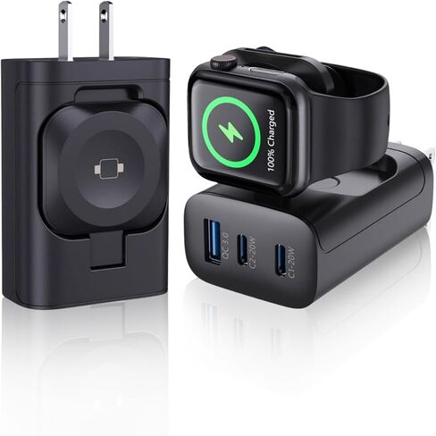 كتلة شاحن USB C | 4 في 1 شاحن سريع 43 وات، شاحن ساعة ذكية لاسلكي، محول سفر | مدمجة ومحمولة | ميزات السلامة المتقدمة in Saudi Arabia