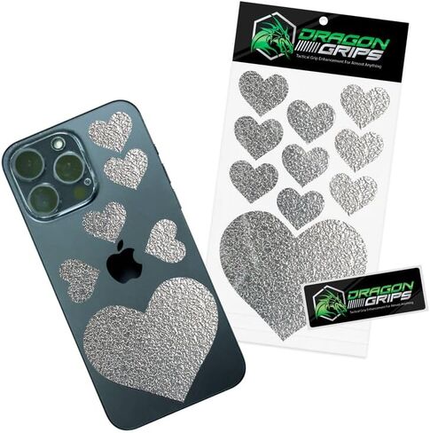 Tactical Non Slip Grip Tape Heart Stickers, 10 Pcs Holographic Textured Rubber Grip Tape for iPad, Tab, Laptop & Cell Phone Grip Tape by Dragon Grips in Saudi Arabia
