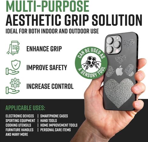 Tactical Non Slip Grip Tape Heart Stickers, 10 Pcs Holographic Textured Rubber Grip Tape for iPad, Tab, Laptop & Cell Phone Grip Tape by Dragon Grips in Saudi Arabia