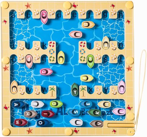 متاهة الحروف الأبجدية المغناطيسية - لعبة مونتيسوري التعليمية للأطفال بعمر 3 سنوات فما فوق، لوحة أنشطة ألغاز خشبية، ألعاب المهارات الحركية الدقيقة للأطفال الصغار، فكرة هدية للأولاد والبنات من عمر 3 4 إلى 5 سنوات in Kuwait