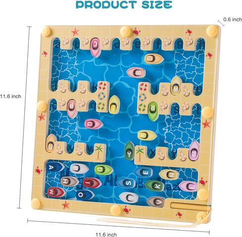 متاهة الحروف الأبجدية المغناطيسية - لعبة مونتيسوري التعليمية للأطفال بعمر 3 سنوات فما فوق، لوحة أنشطة ألغاز خشبية، ألعاب المهارات الحركية الدقيقة للأطفال الصغار، فكرة هدية للأولاد والبنات من عمر 3 4 إلى 5 سنوات in Kuwait