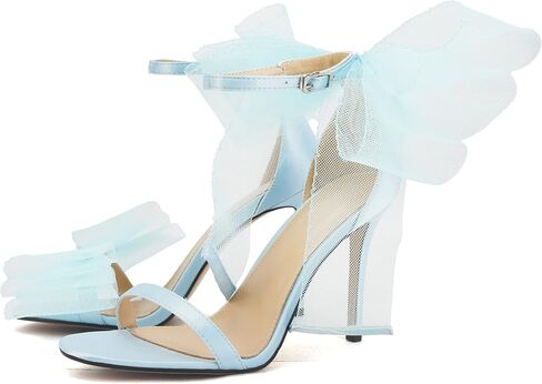 صنادل الزفاف النسائية من Keleimusi مع فيونكات شبكية غير متماثلة وحزام للكاحل وكعب ستيليتو in Kuwait