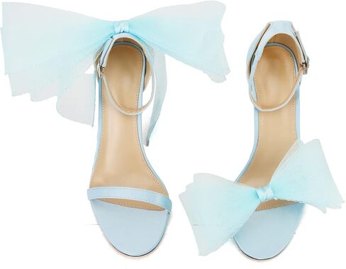 صنادل الزفاف النسائية من Keleimusi مع فيونكات شبكية غير متماثلة وحزام للكاحل وكعب ستيليتو in Kuwait